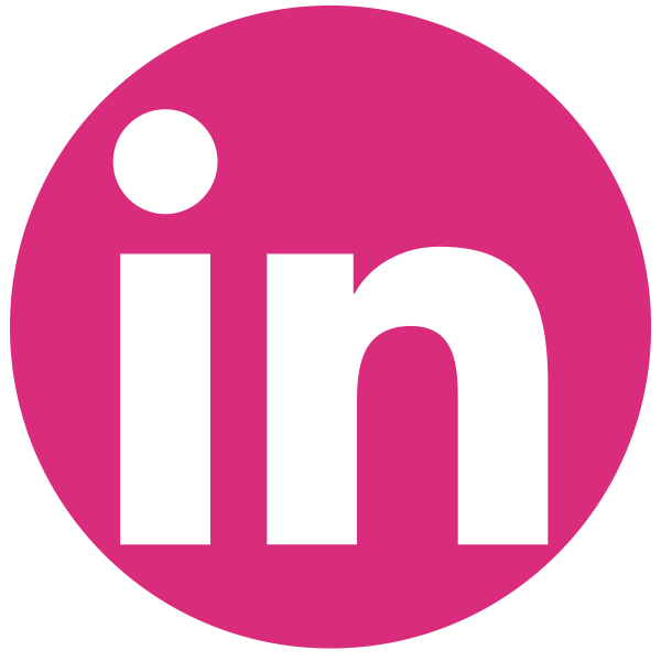linkedin circle icon in pink